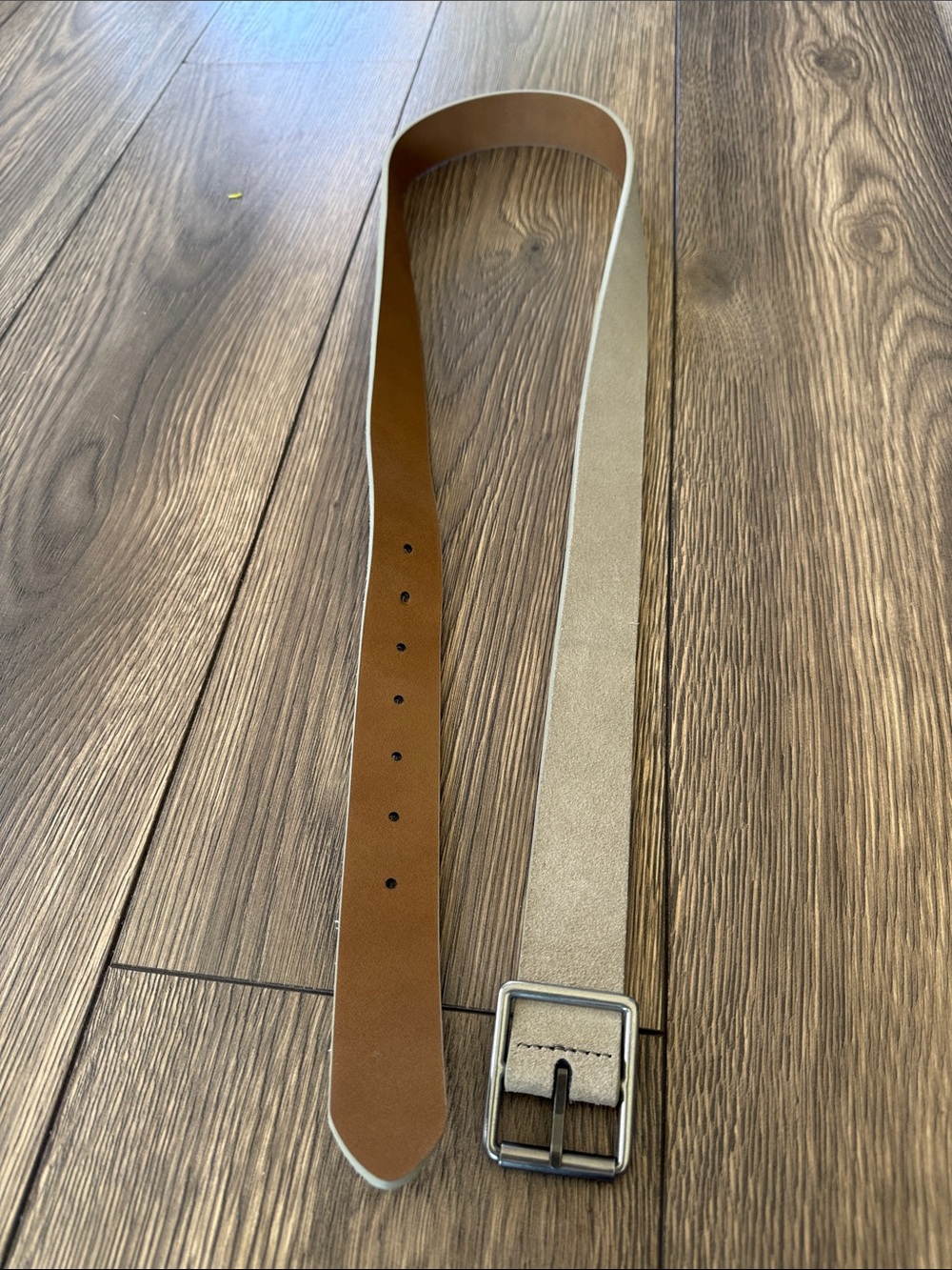 Classic Two-Tone Men’s suede Leather Belt - Tan and Beige NWOT